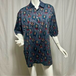 Vintage Baby Jonas Golf Emblem Polo Shirt Blue XL Made in Italy 100% Cotton